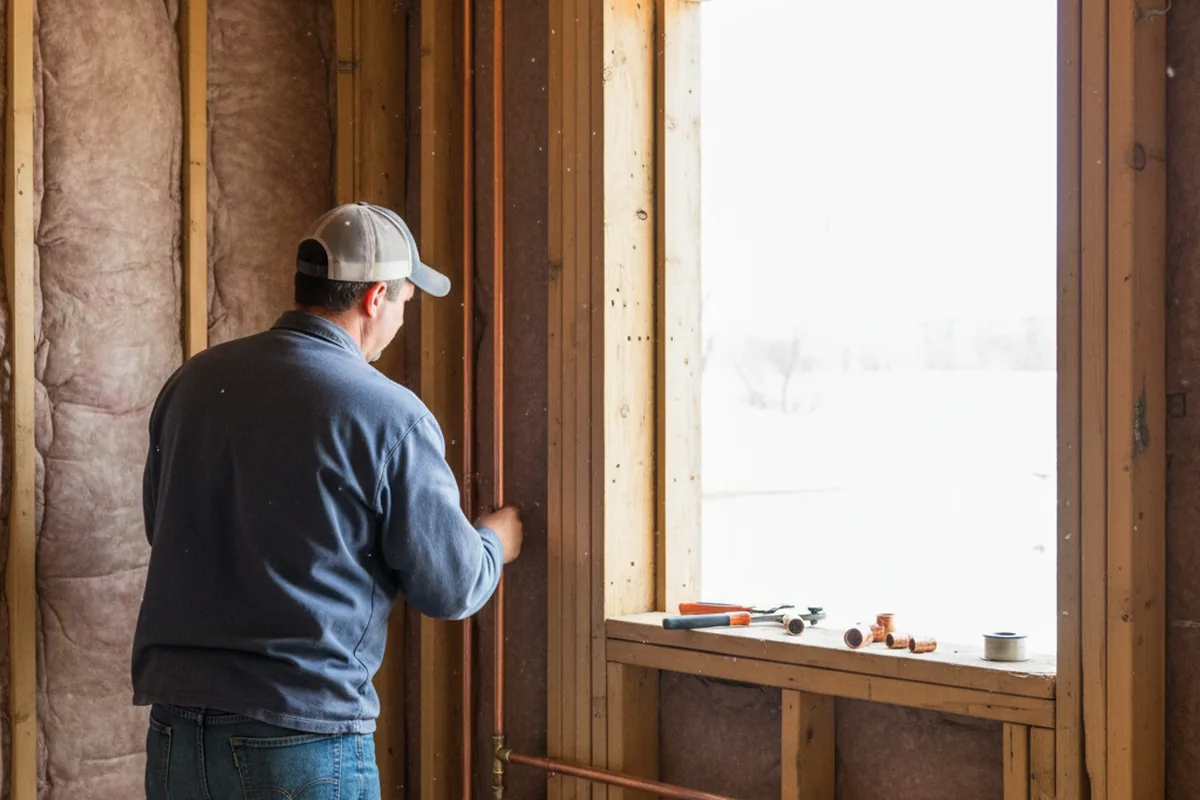 Licensed plumber running new copper supply lines in a Kanab home